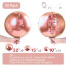 rose gold foil balloons 20 pcs round foil balloons different sizes pack of 22 inch 15 inch 10 inch 4d foil balloons and ribbon