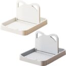 2Pcs Spoon Rest with Lid Holder,Foldable Spoon Holder for Kitchen Counter,Cat Pot Lid Holder for Spoons,Pot Lids,Spatulas,Utensils,Forks(Beige + Grey)