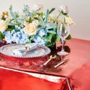 Red metallic foil table cover for large tables