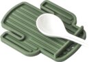 Kitchen Silicone Spoons Rest for Stove Top - BPA-Free, Heat-Resistant Cactus Spoon Holder for Countertop Gadgets & Kitchen Utensils Rest (1, Drak Green)