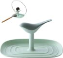 Spoon Rest & Pot Lid Holder, Stove Top Birds Shape Kitchen Utensil with Drip Pad for Multiple Utensils Multifunctional Storage Rack Eco-friendly, Stand for Spoons Lids Spatula Tongs(green)