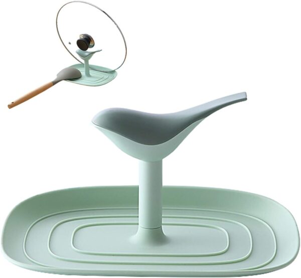 Spoon Rest & Pot Lid Holder, Stove Top Birds Shape Kitchen Utensil with Drip Pad for Multiple Utensils Multifunctional Storage Rack Eco-friendly, Stand for Spoons Lids Spatula Tongs(green)