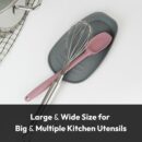 Large Silicone Utensil Rest for Stove Top - Unbreakable Heat Resistant Silicone Spoon Rest for Kitchen Countertop - Oversized Wide Non-Scratch Spoon Holder for Camping - Grey