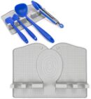 Silicone Utensil Rest, Large Kitchen Spoon Rest with Drip Pad for Multiple Utensils, Heat-Resistant, BPA-Free Spoon Rest, Spoon Holder, Kitchen Utensil Holder for Spoons, Spatulas, Ladles, Tongs -Grey