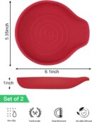 2 Pcs Silicone Spoon Rest Counter Top, 6.1" Large Cooking Spoon Holder for Stove Top, Utensil Rest for Spatula, Tongs, Black & Red