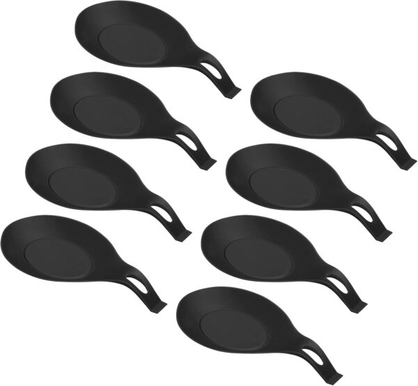 Silicone Spoon Rest, 7.68" x 3.74" Heat Resistant Kitchen Utensil Holder Spatula Ladle Rest for Counter Stove Top, Black 8Pcs
