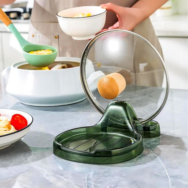 2PCS Multifunction Kitchen Spatula Rack, Versatile Pot Lid Ladle Holder, Multifunctional Kitchen Spatula Rack, Food Grade Plastic Spoon Holder (Green) - Image 2