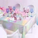 metallic silver foil tablecloth set