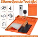 Silicone Spatula Mat, Large Grill Mats for Blackstone, Griddle Tools with Drip Pad, Silicone Utensil Rest for Stove Top, Kitchen Utensil Holder, Kitchen Gadgets - 16"x11.5", Orange