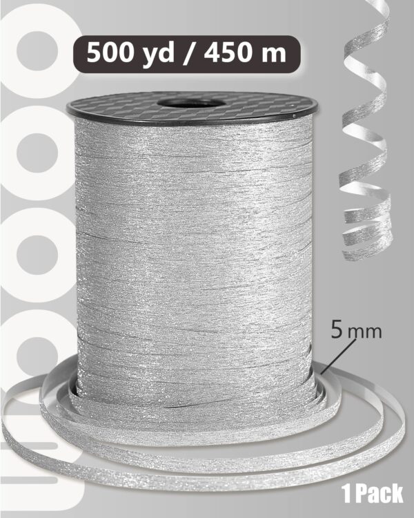 Silver Glitter Curling Ribbon for Decorations - Image 5