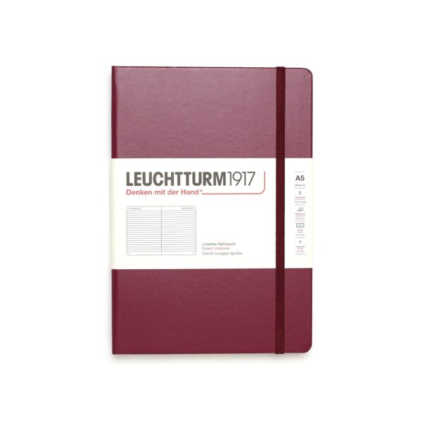 Hardcover Medium Notebook A5 Port Red Ruled