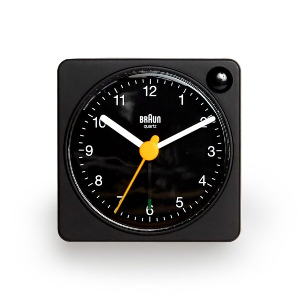 analog travel alarm clock black