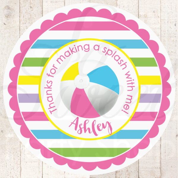 summer pool party favor stickers set of 24