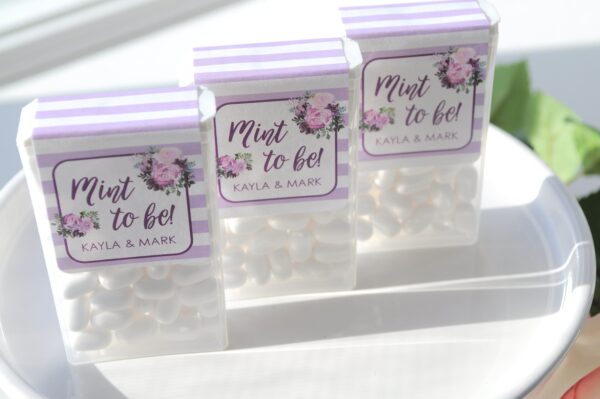 Wedding Favor Mint Labels Floral Purple Set of 24 - Image 2
