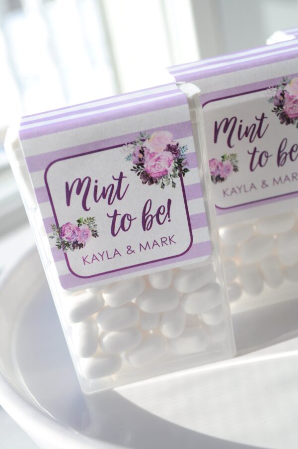 Wedding Favor Mint Labels Floral Purple Set of 24 - Image 3