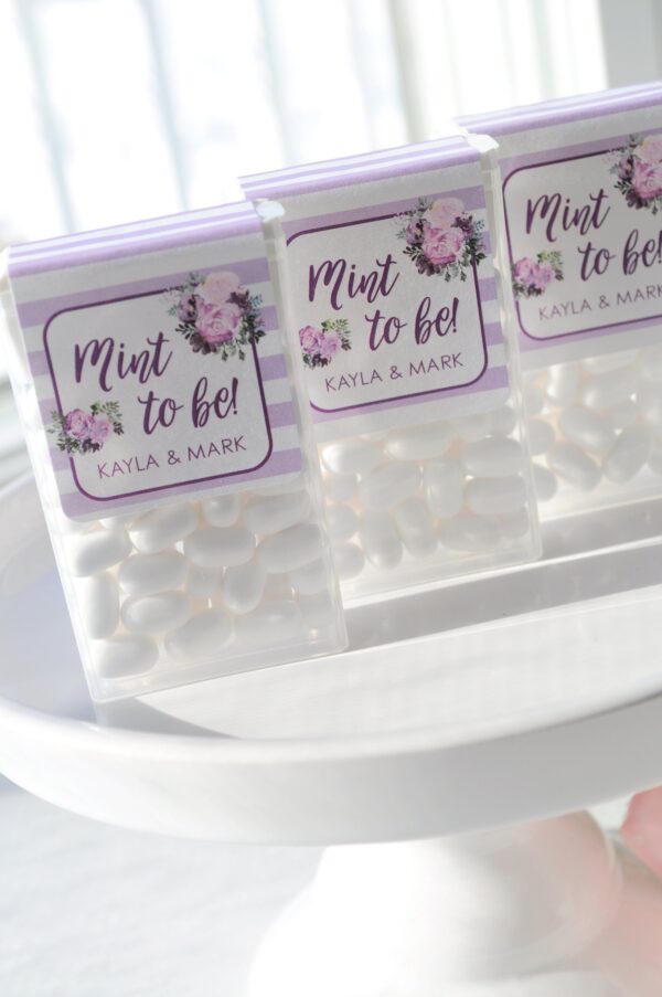 Wedding Favor Mint Labels Floral Purple Set of 24 - Image 4