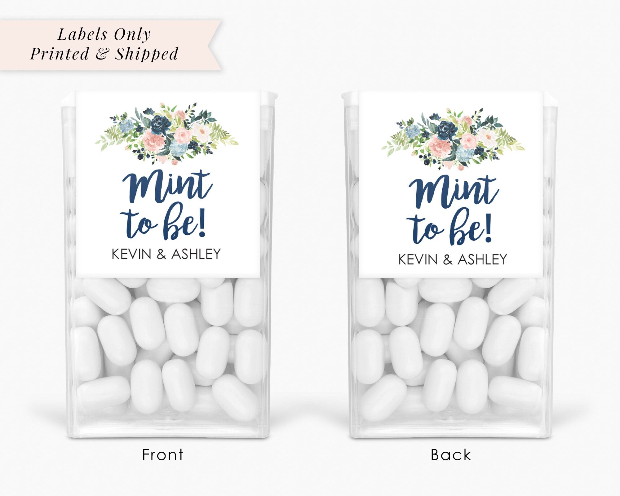 Wedding Favors Mint Blue Floral Labels Set of 24