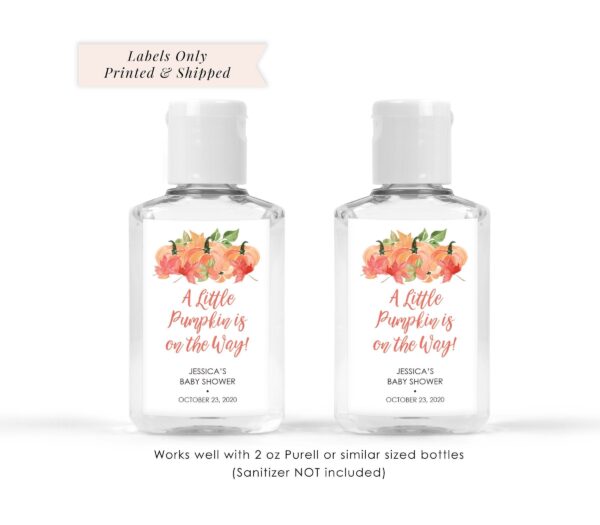 fall-themed hand sanitizer labels for baby events