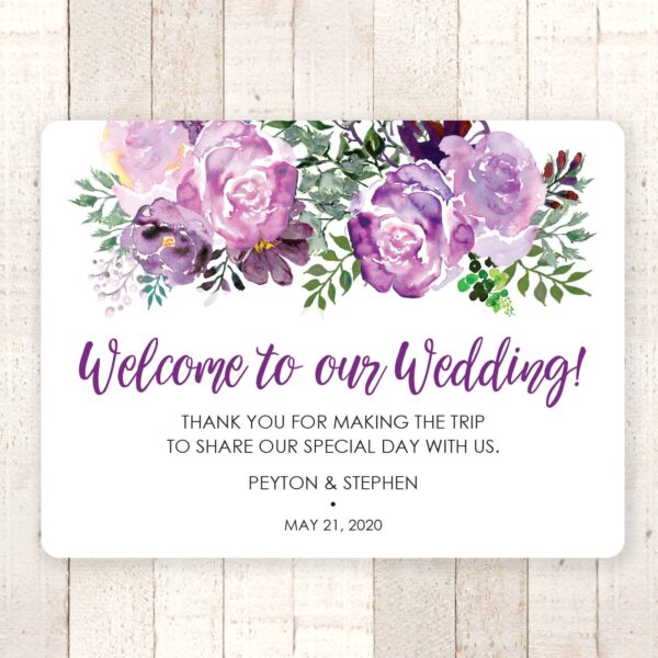 Welcome Bag Stickers Purple Floral Set of 12