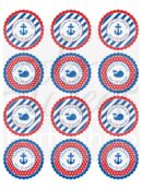 Nautical First Birthday Stickers Set of 24