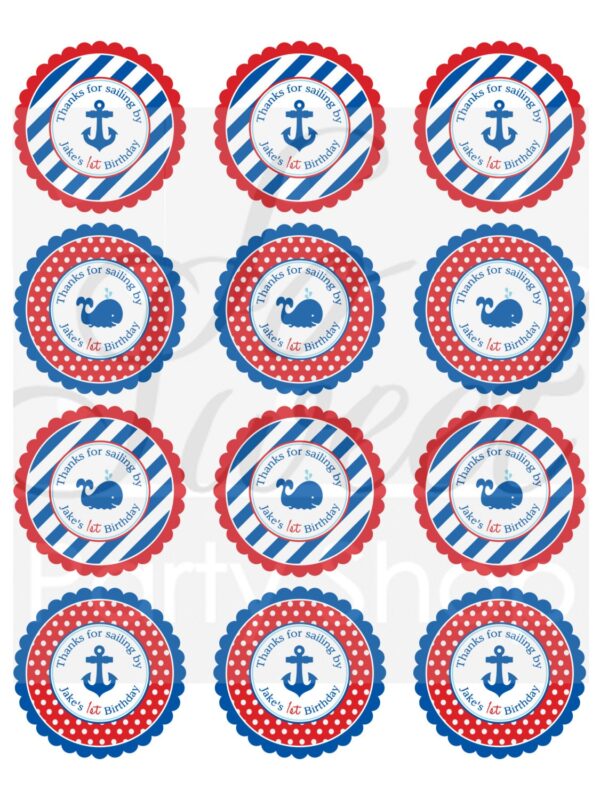 Nautical First Birthday Stickers Set of 24 - Image 4