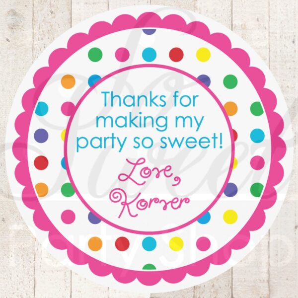Colorful Polka Dot Birthday Stickers Set of 24
