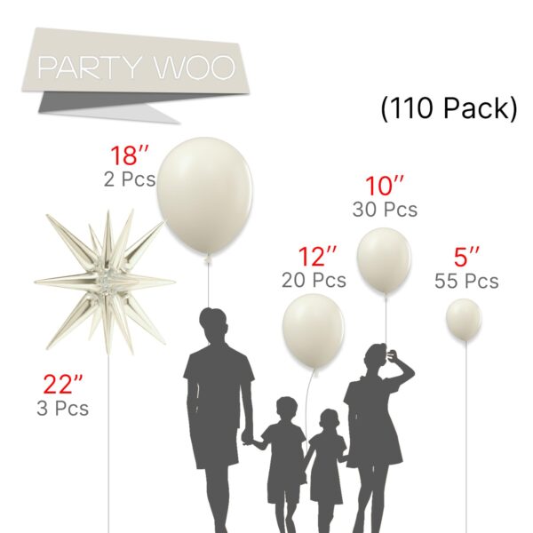 White Sand Balloons Assorted Sizes Pack - Image 3