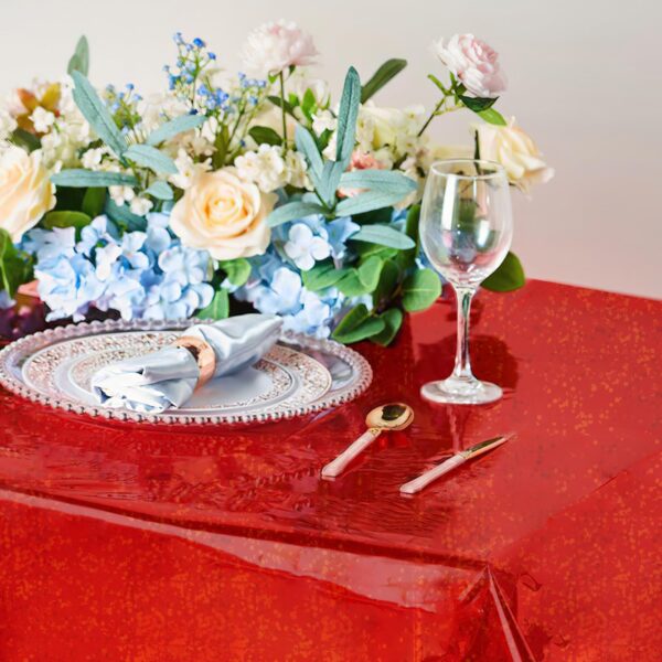 Red Iridescent Foil Tablecloth Set - Image 2