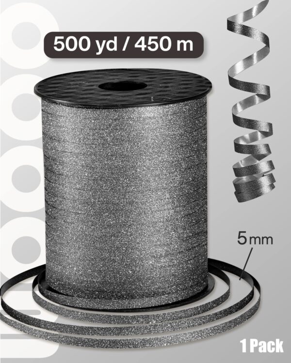Black Glitter Curling Ribbon for Crafts - Image 4