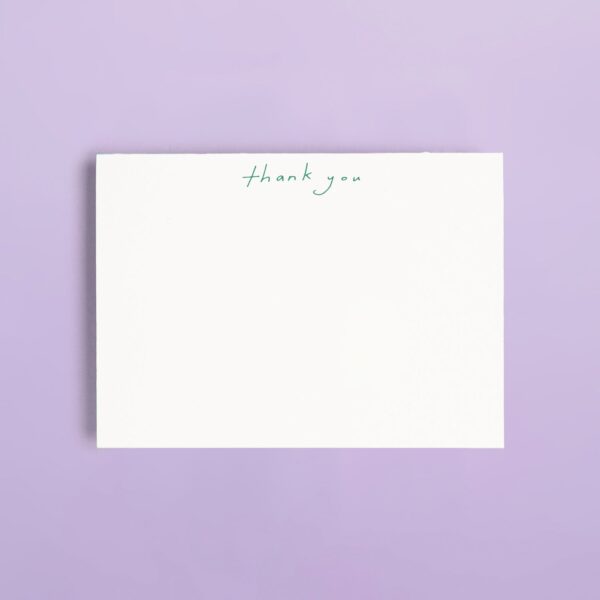 handwritten green flat note card set