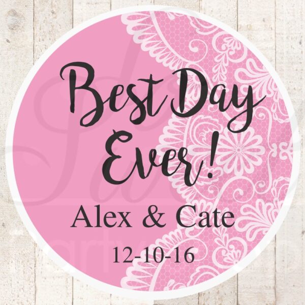 Wedding Favor Stickers Dark Pink Set of 24