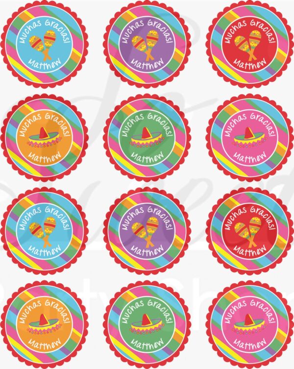 Fiesta Birthday Party Sticker Set