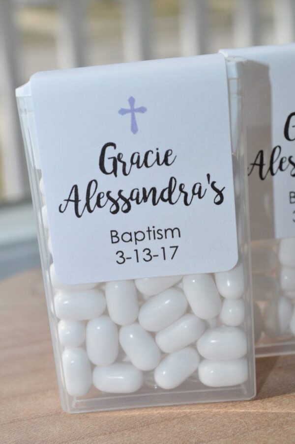 Baptism Party Mint Favors with Personalized Labels Set of 24 - Image 2