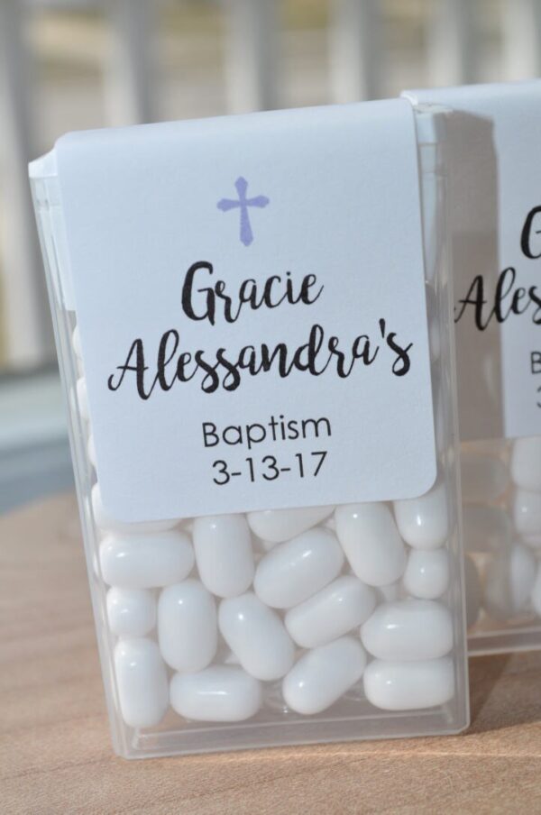 Baptism Party Favors Mint Labels Set of 24 - Image 2