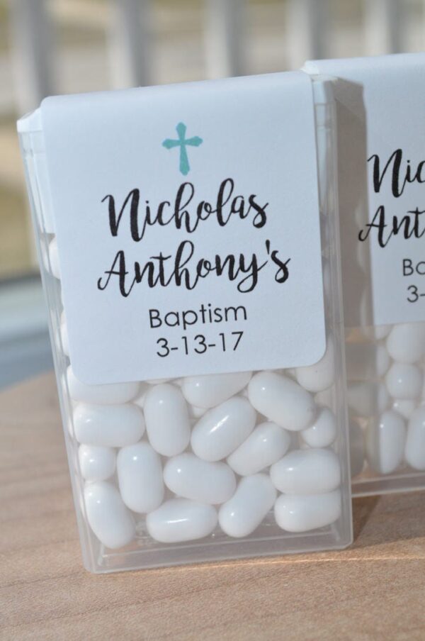 Baptism Party Mint Favors with Personalized Labels Set of 24 - Image 3