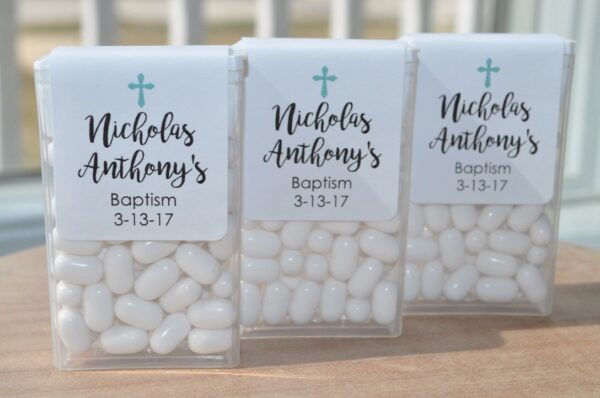 Baptism Party Favors Mint Labels Set of 24 - Image 4