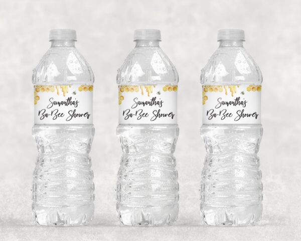 Baby Shower Water Bottle Labels - Honeycomb Design