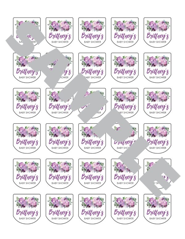 Purple Floral Sanitizer Favor Labels Set of 30 - Image 2