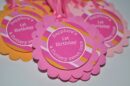 Personalized Drink Labels Pink and Orange Stripe Set of 10