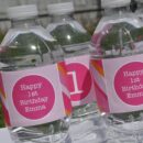 Personalized Drink Labels Pink and Orange Stripe Set of 10