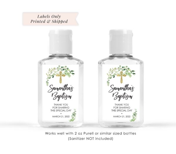 Baptism Hand Sanitizer Favor Labels Set of 20