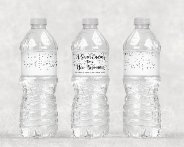 New Year's Beverage Decorations - Glitter and Black Set of 10