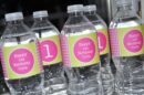 Water Bottle Labels with Polka Dots in Pastel Colors