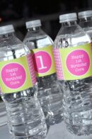 Water Bottle Labels with Polka Dots in Pastel Colors