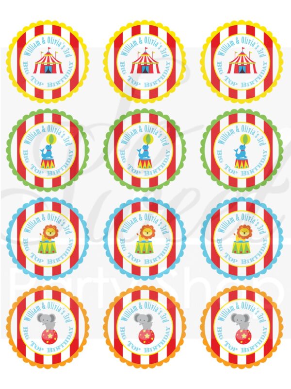 Circus Party Favor Stickers Set