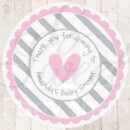 baby shower stickers - heart and stripe pastel set of 24