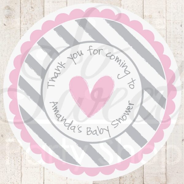 baby shower stickers - heart and stripe pastel set of 24 - Image 4