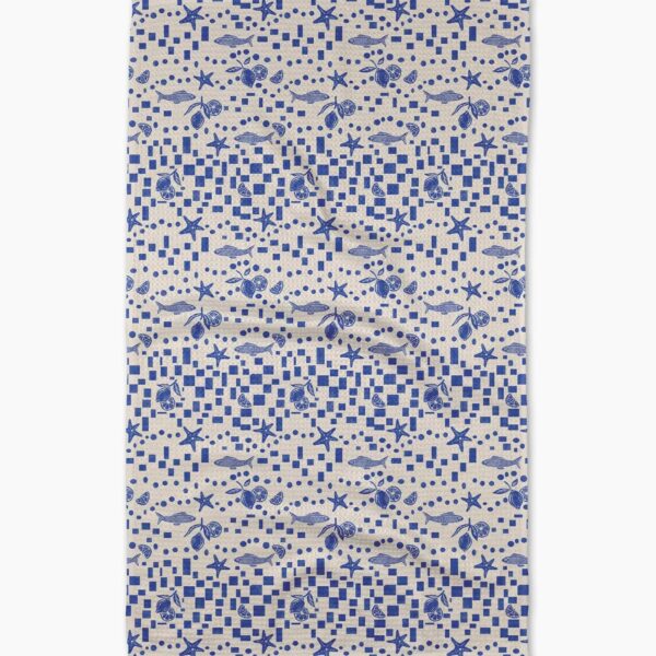 Blue and White Tile Design Tea Towel
